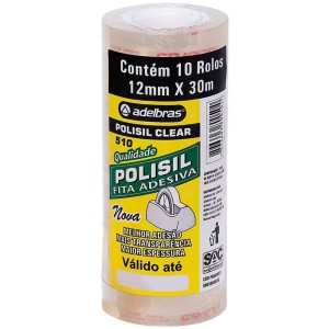Fita Adesiva Transparente 12mm x 30m - Pacote com 10 Rolos Adelbras