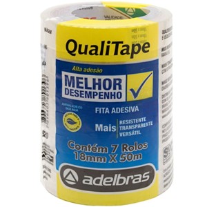 Fita Adesiva Transparente 18mm x 50m - Pacote com 7 Rolos Adelbras