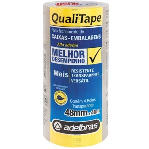 Fita Adesiva Transparente 48mm x 40m - Pacote com 4 Rolos Adelbras