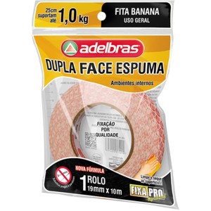 Fita Dupla Face Espuma 1Kg - 19mm x 10m Adelbras