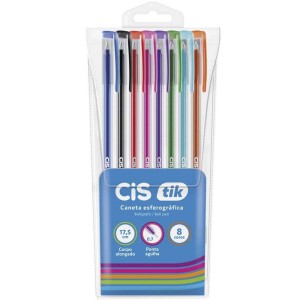 Caneta Esferográfica 0.7mm Tik - 8 Cores CiS