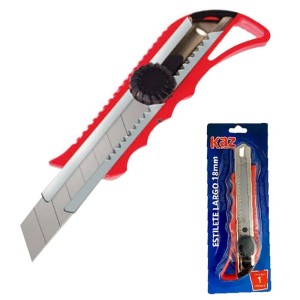 Estilete Largo 18mm Vermelho Kaz