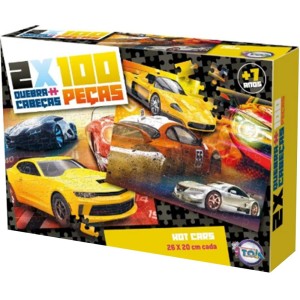 Quebra-Cabeça - Carros 100 Peças 12049 Toia Brinquedos