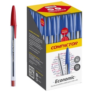 Caneta Esferográfica 1.0mm Economic Vermelha c/50 Compactor