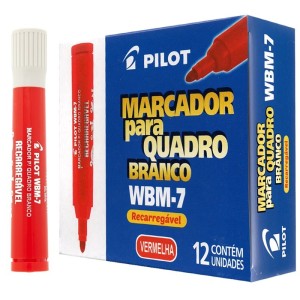 Pincel Marcador para Quadro Branco WBM-7 Vermelho c/12 Pilot