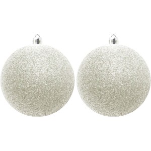 Bola de Natal 10cm Branca com Glitter c/2 SoNatal