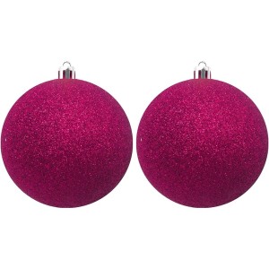 Bola de Natal 10cm Pink com Glitter c/2 SoNatal