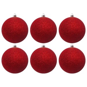 Bola de Natal 5cm Vermelha com Glitter c/6 SoNatal