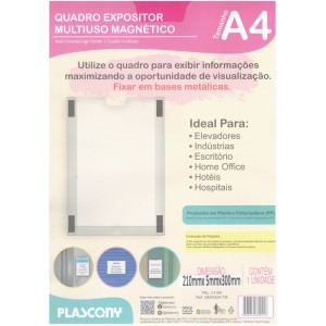 Quadro Expositor Multiuso Magnético QMAGA4-TR Plascony