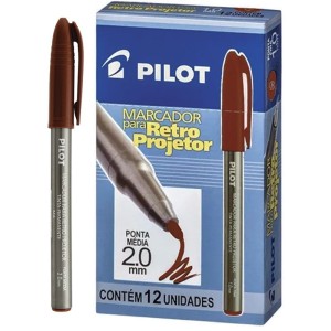 Caneta Retroprojetor 2.0mm - Marrom c/12 Pilot