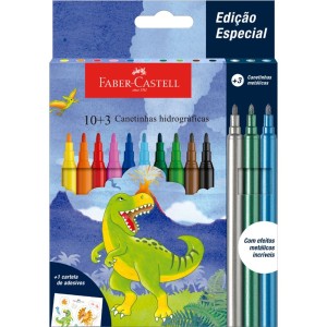 Canetinha Hidrográfica 13 Cores Dinossauro Faber Castell