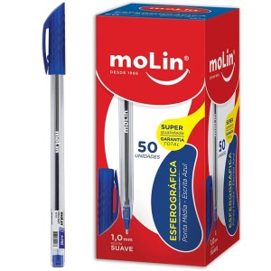 Caneta Esferográfica 1.0mm A-One Azul c/50 Molin