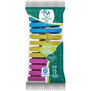 Prendedor de Roupas de Plástico Colorido c/12 Theoto