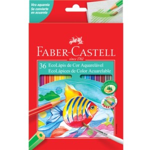 Lápis de Cor 36 Cores Aquarelável + Pincel Faber Castell